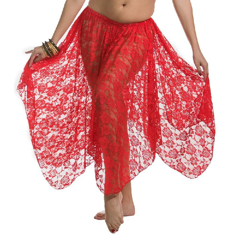 Belly Dance 4 Panel Lace Skirt | LONG AND LOVELY LACE low waist skirt