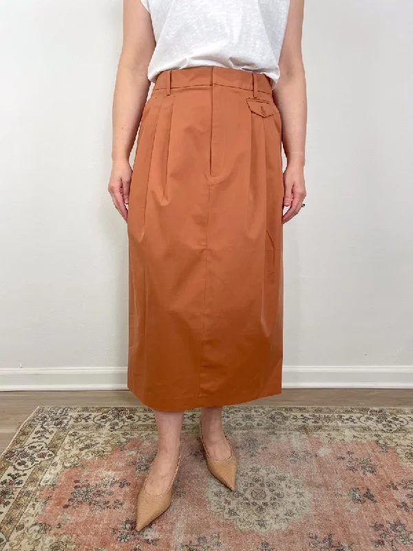 Bio Twill Triple Pleat Skirt in Yam linen skirt natural