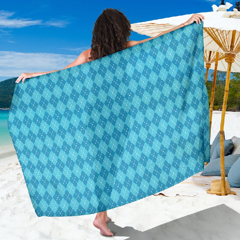 Blue Argyle Sarong floral skirt print