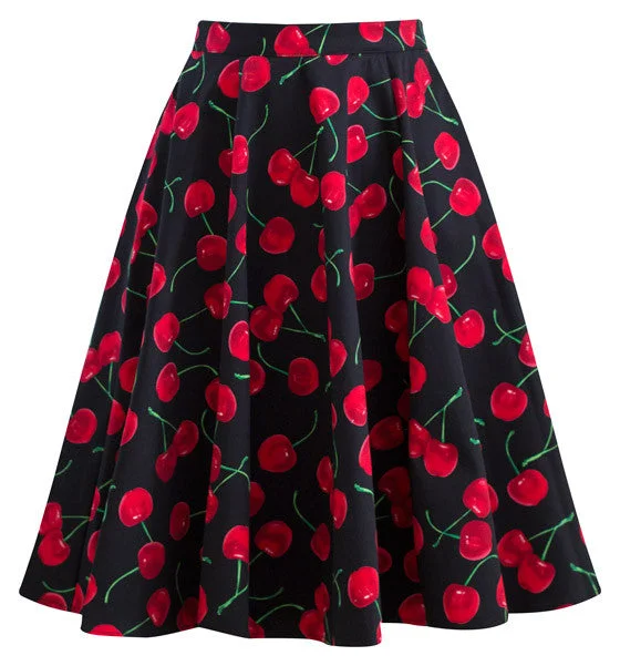 Retro Gal Swing Skirt in Black Cherry silk skirt lustrous