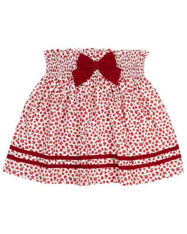 Christmas Floral Skirt with Bow- FINAL SALE lace skirt intricate