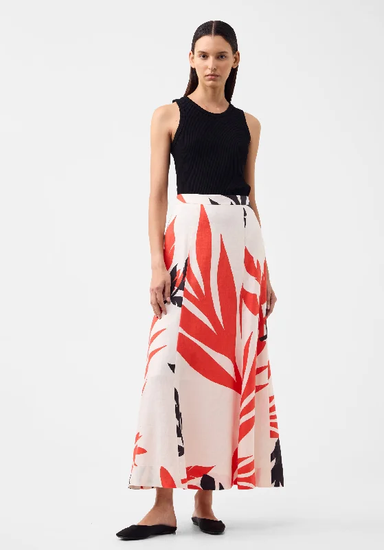 Cordelia Linen Skirt_Print denim skirt trendy