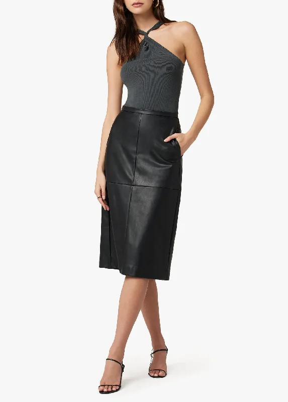 DOREEN CROSS SEAMED FAUX LEATHER SKIRT leather skirt durable