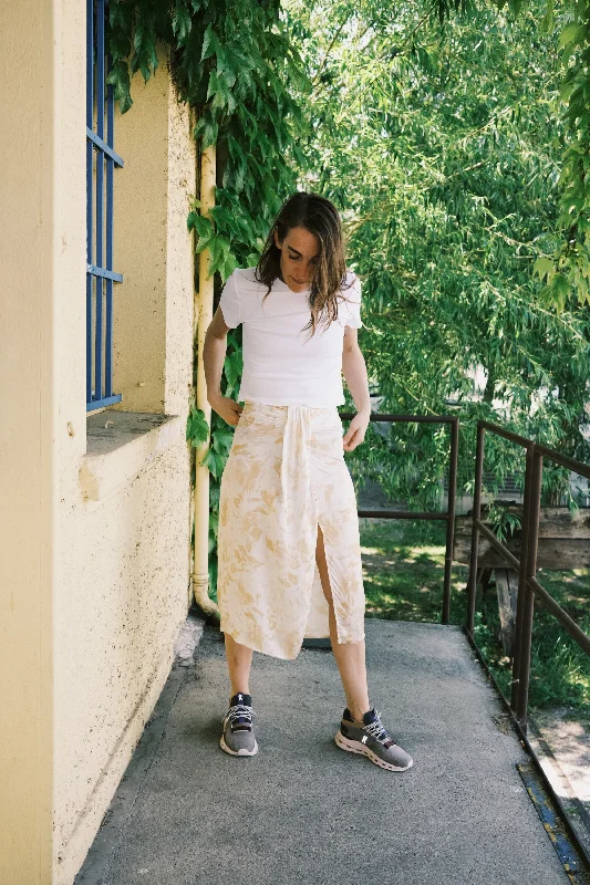 ecovero drape skirt - yellow print denim skirt durable
