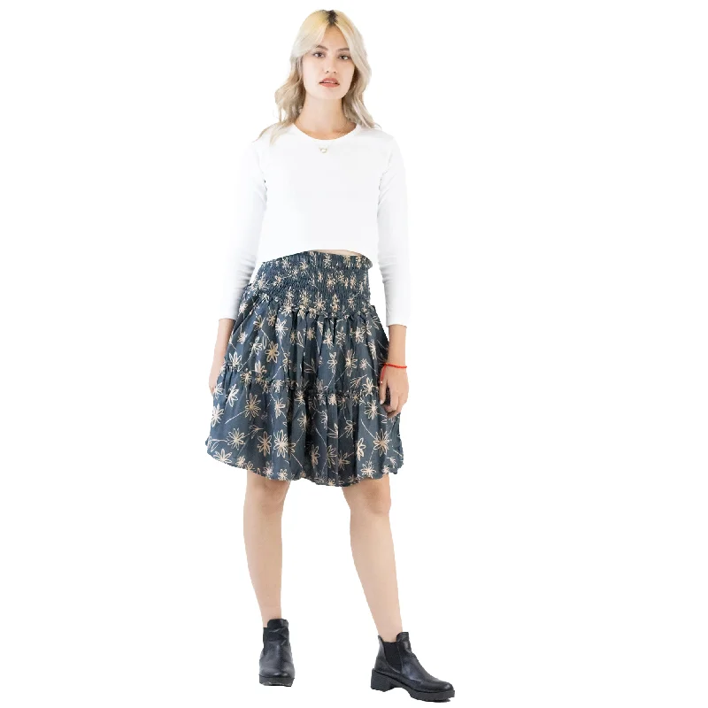 Flower Women's Skirt in Gray SK0090 020201 01 corduroy skirt durable