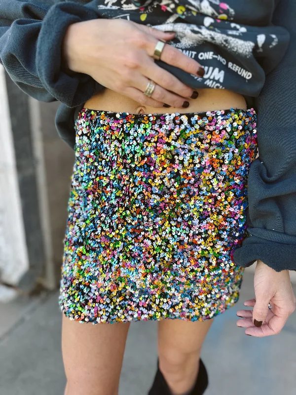 Gilner Farrar | Lilian Skirt - Multi Color Sequin velvet skirt sumptuous