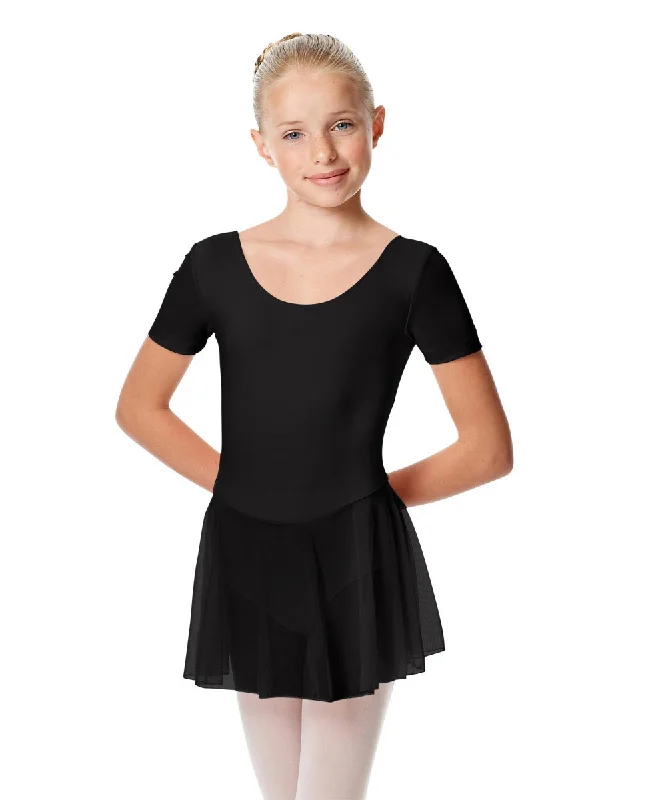Girls Nelly Cap Sleeve Skirted Leotard silk skirt smooth