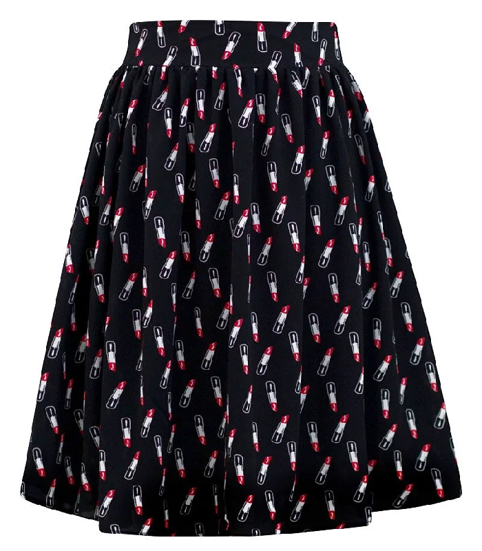 Glamour Girl Lipstick Print Skirt casual skirt length