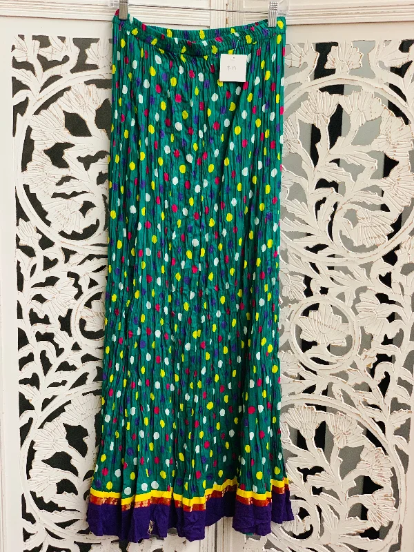 Green Polka Dots Skirt linen skirt relaxed