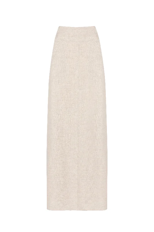 'Isla' Linen Maxi Skirt - Stone leather skirt sleek