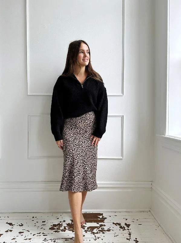 Leopard Print Midi Skirt wool skirt thick