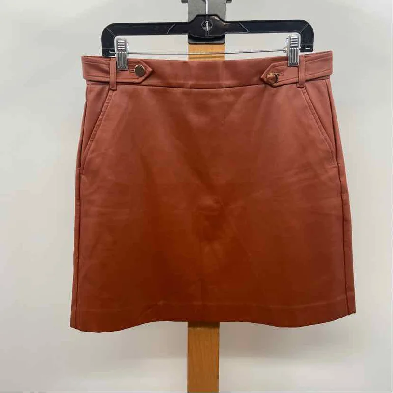 Loft Women's Size 10 Burnt Orange Solid Skirt flowy skirt hem