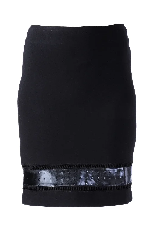PANY Black Perforated Leather Skirt leather skirt refined