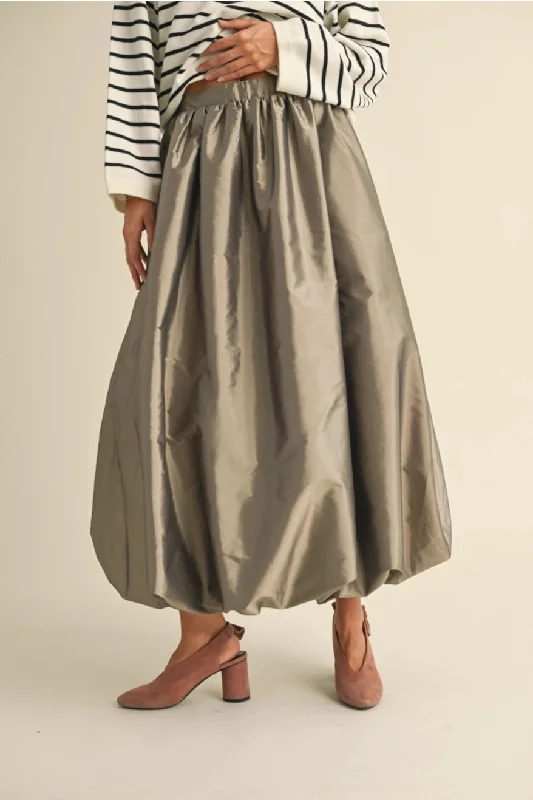 Metallic Long Bubble Skirt leather skirt bold
