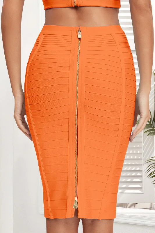 Orange Bandage Skirt Pencil Skirt lace skirt feminine