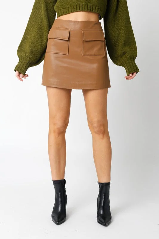 PU High Waisted Mini Skirt silk skirt elegant