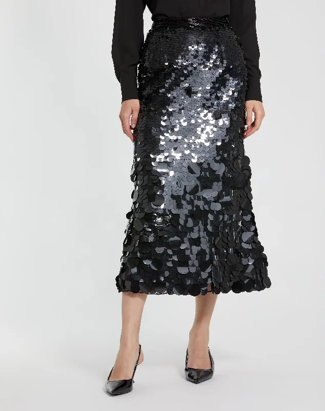 Paillette Sequin Midi Skirt cashmere skirt rich