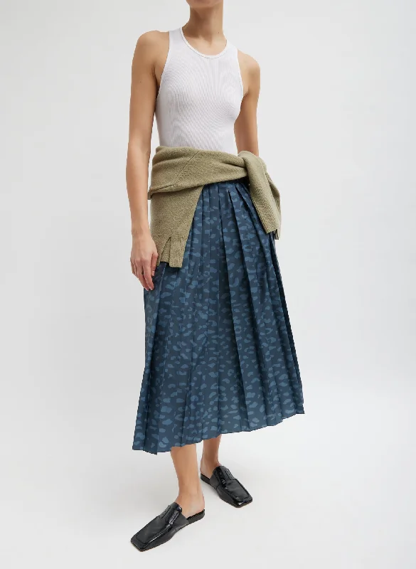 Recycled Sporty Nylon Cheetah Pleated Pull On Skirt slim fit skirt