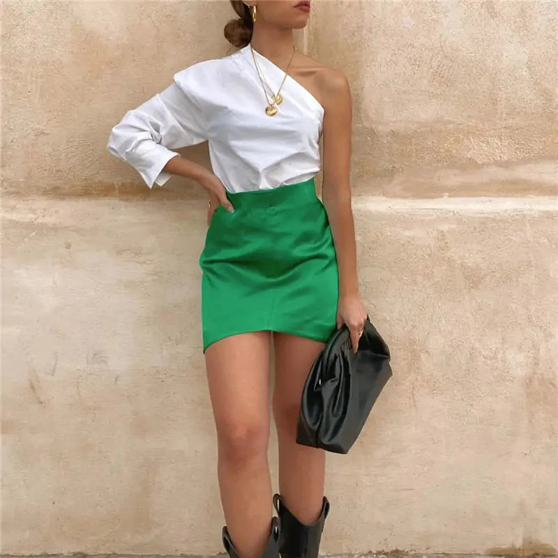 Satin Short Skirt silk skirt lustrous