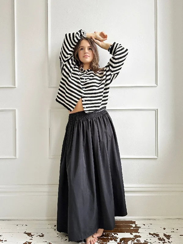 Smocked Waist Maxi Skirt linen skirt light
