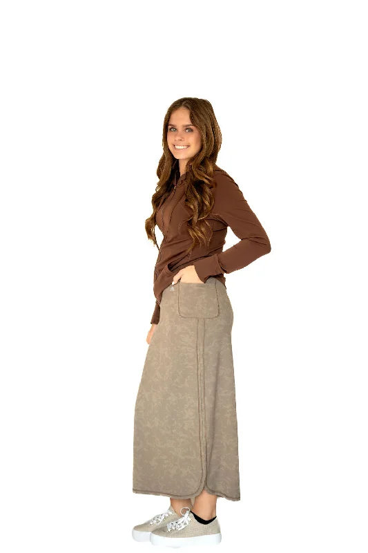 Sport Pocket Skirt 35"-Smoke Brown cashmere skirt fine