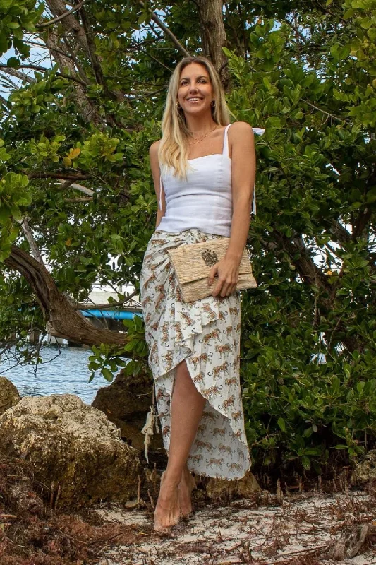 Tiger Pareo Skirt White cotton skirt soft