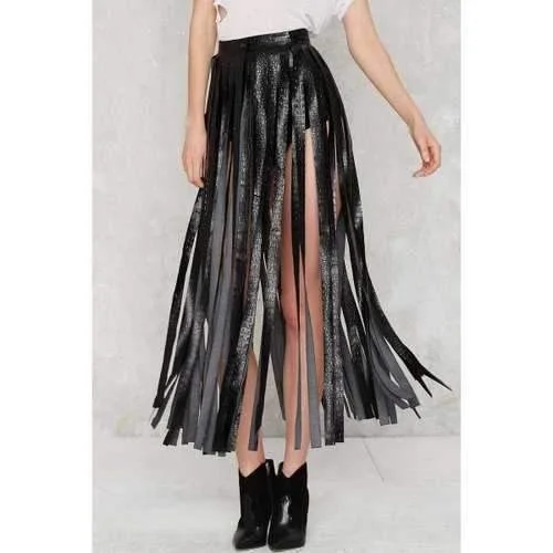 Stylish Skirting With Fate Fringe Women's Skirt - Black M midi skirt versatile