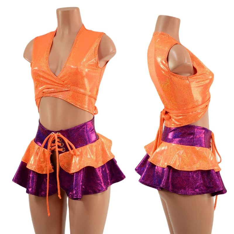 Ultra Mini Open Front Skirt and Wrap And Tie Skirt Set athletic skirt fit