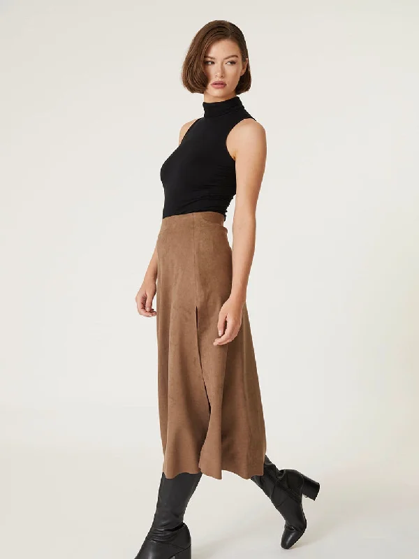 Vegan Faux Suede Slit Skirt lace skirt elegant