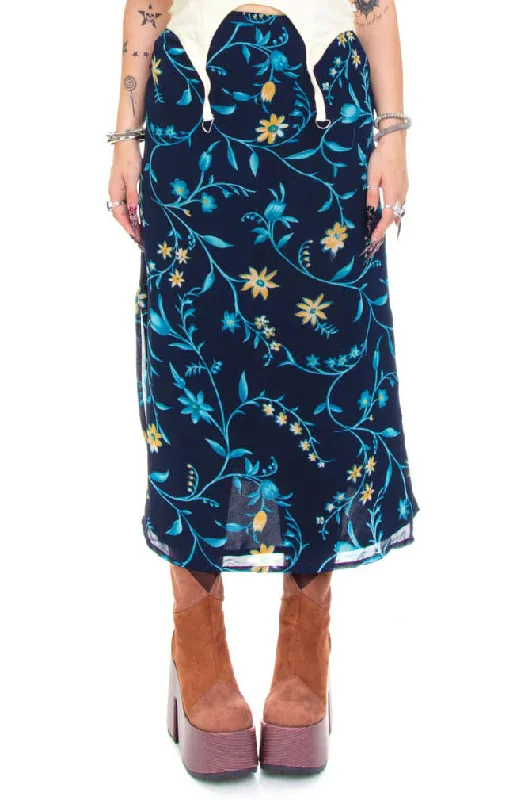 Vintage 90's Moody Floral Maxi Skirt - M/L mini skirt trendy