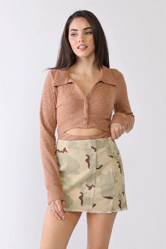 Cami Cotton High Waist Trim Hem Mini Skirt wool skirt thick