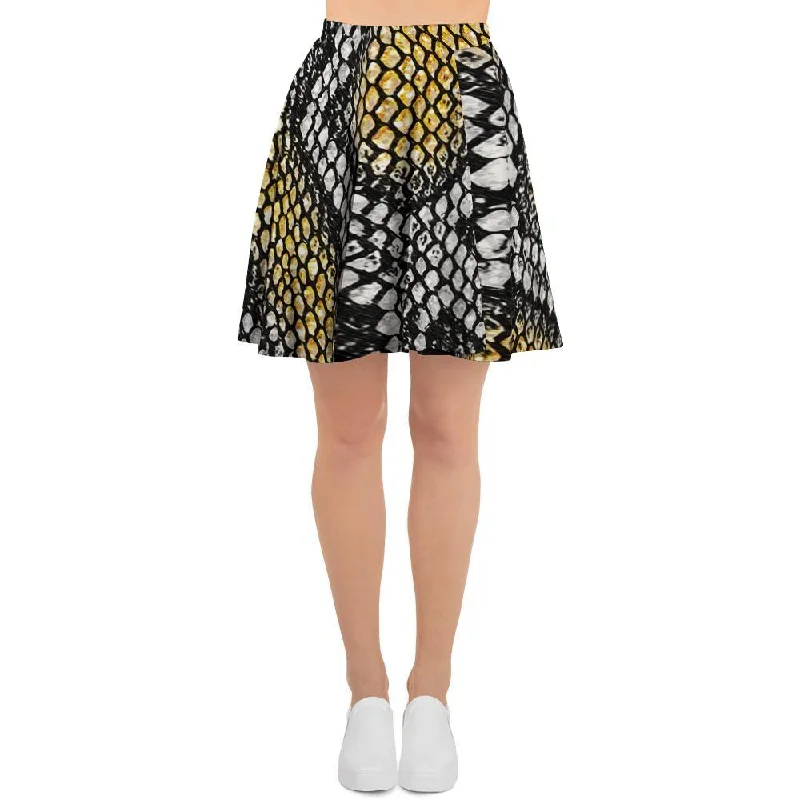 Yellow Snakeskin print Women's Skirt chiffon skirt lightweight