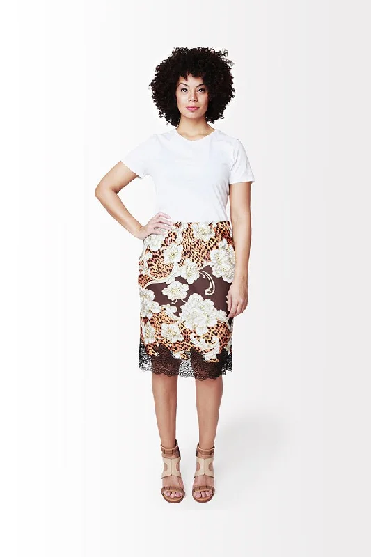 Skirt // Floral linen skirt natural