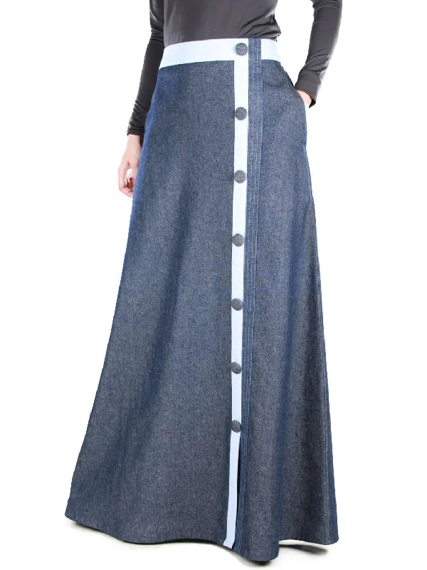 Zynah Blue Denim Skirt linen skirt natural